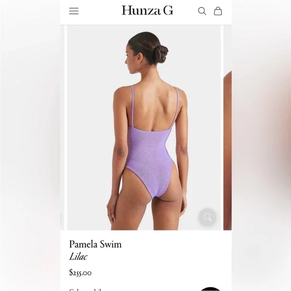 NWT 💟 Hunza G Pamela Bathing suit in lilac - Picture 7 of 15